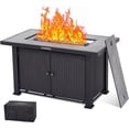 thumbnail image 2 of 44 Inch Propane Fire Pit Table, 50000BTU Rectangle Fire Table with Double-Sided Cover, Separate Storage Space, S/late Tabletop&Hidden Ignition, Companion for Your Garden(Double Door), 2 of 10