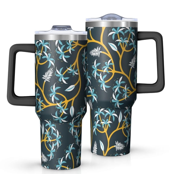 Modern 40oz Tumbler– Stainless Steel Insulated Tumbler with Handle and Straw, Large Capacity Travel Cup for Hot & Cold Drinks