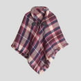thumbnail image 2 of Fauean Women's Shawl Wraps Fall Knitted Pullover Sweaters Ladies Plaid Cape with Tassel Hem Pink Size A, 2 of 3