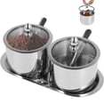 thumbnail image 4 of Ihvewuo Stainless Steel Sugar Bowl Set with Glass Lid Spoon and Tray Rustproof Seasoning Box Round Condiment Pots Polished Shiny Sugar Container Seasoning Jar Kitchen Spice Container Canister, 4 of 11