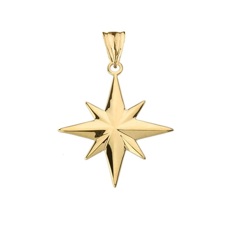 10k Solid Yellow Gold North Star Pendant