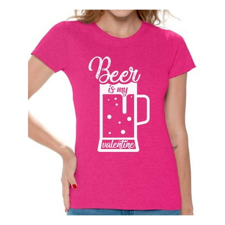 Nice Valentine Gifts For Her Awkward Styles Beer Is My Valentine Shirt Valentines Day T Shirt Beer Funny Valentine Tshirt for Women Beer Party Valentines T shirt Women's Valentine Party T-Shirt Valentine's Day Gifts for Her ()