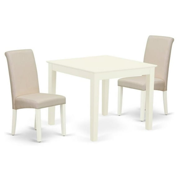 Atlin Designs 3-piece Wood Dining Set in Linen White/Cream