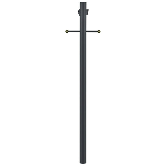 Design House, 589812 Traditional Outdoor Lamp Post with Plastic Cross Arm Direct Burial Installation Built-In Outlet and Dusk to Dawn Photo Eye Sensor in Black