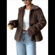 thumbnail image 3 of Abrigos de Invierno para Mujer, Modernos, de Larga, con Solapa y Pelo Sintético, para Otoño. Marrón L, 3 of 9