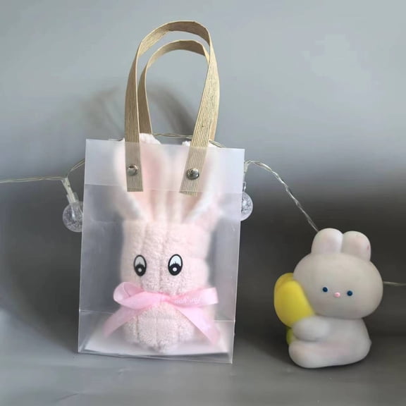 Cute Bunny Shaped Bath Towel, Colorful Fleece Small Towel, Squares Soft Comfortable Rabbit Shaped Towels, Bathroom Kitchen Cleaner Tool, Useful Easter Decorative Hand Towel for Home Travel, 30x30cm