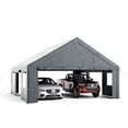 thumbnail image 2 of FOROUTIA 20x20ft Heavy-Duty Carport Canopy, Dark Gray Gable Roof PE Garage, All-Weather Shelter for Car/Truck/SUV/Outdoor Storage & Party, 2 of 7