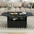 thumbnail image 2 of MAYEERTY Flexible Cream Style Coffee Table with 2 Brake Wheels, Cloud Top Side Table with Drawer, Irregular Center Table with Large Storage for Living Room, Black, 39.37''x 23.6'', 2 of 9