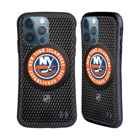 Head Case Designs Officially Licensed NHL New York Islanders Puck Texture Hybrid Case Compatible with Apple iPhone 13 Pro