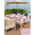 thumbnail image 4 of Outdoor Tablecloth with Umbrella Hole and Zipper, Pink Christmas Snowman Rectangle Table Cloth 60x102 Inch Waterproof Tablecloth, Winter Xmas Snowflake Cute Picnic Table Cover for Patio Camping, 4 of 7