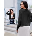 thumbnail image 5 of Women's Cardigans Sweaters,Cropped Shrug Bolero,Striped Textured V Neck Long Sleeve Button Winter Sweater Top, 5 of 8
