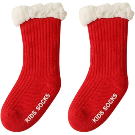 

QWZNDZGR Toddlers No Slip Socks Cartoon Baby Girls Boys Socks Winter Thick Soft Wool Kids Warm Socks with Grips Fuzzy Thick Socks