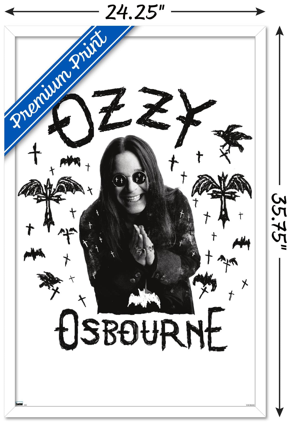 Ozzy Osbourne - Raven, Bat and Crosses Wall Poster, 22.375