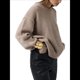 thumbnail image 2 of Suéter de Mujer, Cuello Redondo, Larga, Holgado, Tejido Suave, Dobladillo Acanalado, para Otoño e Invierno. Caqui Talla Única, 2 of 10