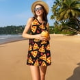 thumbnail image 3 of Balery Cartoon Pizza Vestidos de verano para mujer con estampado: vestido holgado sin mangas, vestido playero informal y cómodo para días calurosos., 3 of 7