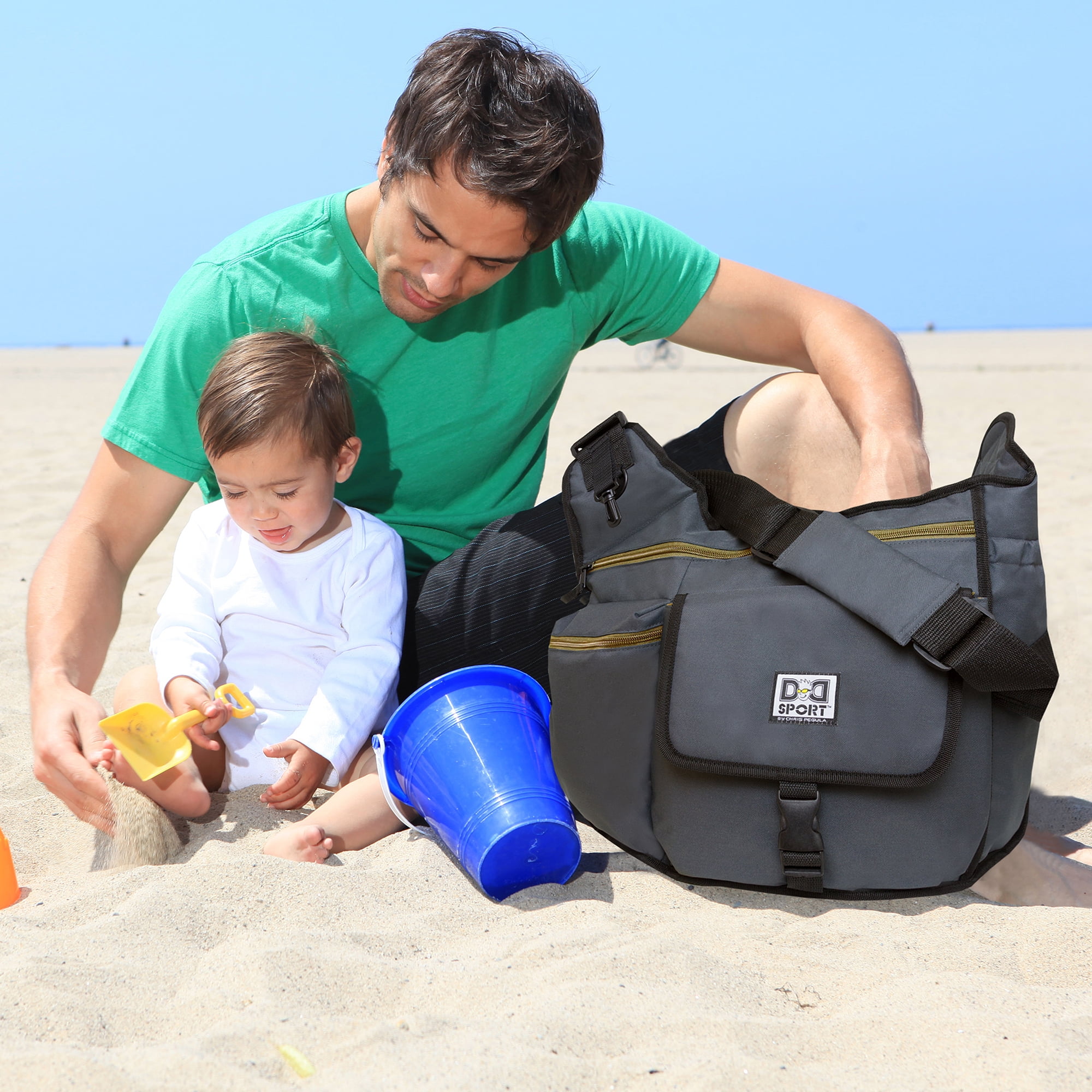 Diaper Dude Sport Diaper Bag, Gray/Gold