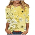 thumbnail image 2 of Teissuly Women's Loose And Casual Printed Round Neck 3/4 Sleeve T-shirt Top, 2 of 5
