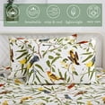 thumbnail image 5 of 4Pcs Birds Sheets Set for Queen Bed, Farmhouse Green Leaves Pattern, Luxurious Egyptian Percale Cotton Bed Sheet Silky Smooth Breathable & Cooling Sheets Set Bedding Collection, Queen Size, 5 of 8