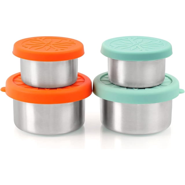 EcoNesxp Pieces salad dressing container stainless steel condiment container 4 oz 4 pieces salad dressing container baby food dessert oz