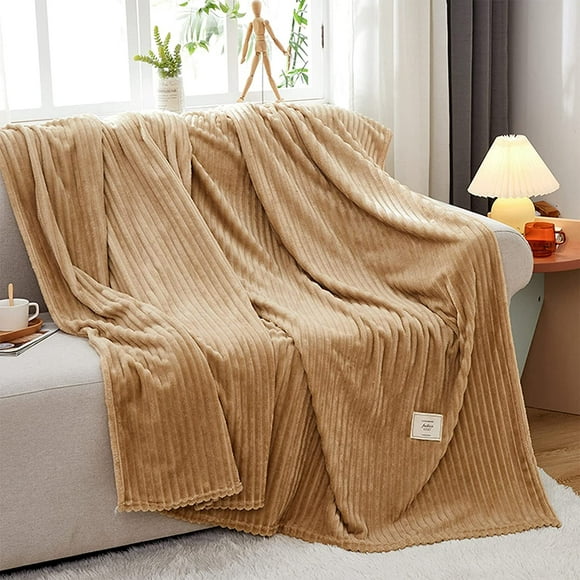 Chifave Twin Blanket 60"x 80" Throw Super Luxurious Soft Fluffy Comfortable Flannel Fleece Couch beds Blanket for Adults Premium Polyester Twin Blankets for All Season Khaki