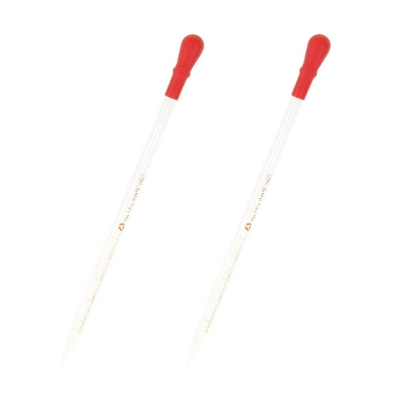 2x Glass Pipette with Rubber Chemistry Dropper Dosing - Transparent, 2mL