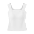 thumbnail image 4 of Tank Tops With Built in Bras Camisole Workout Clothes Beach Vacation Fashion Clothing Cotton Cozy Womens Blouse White, 4 of 9