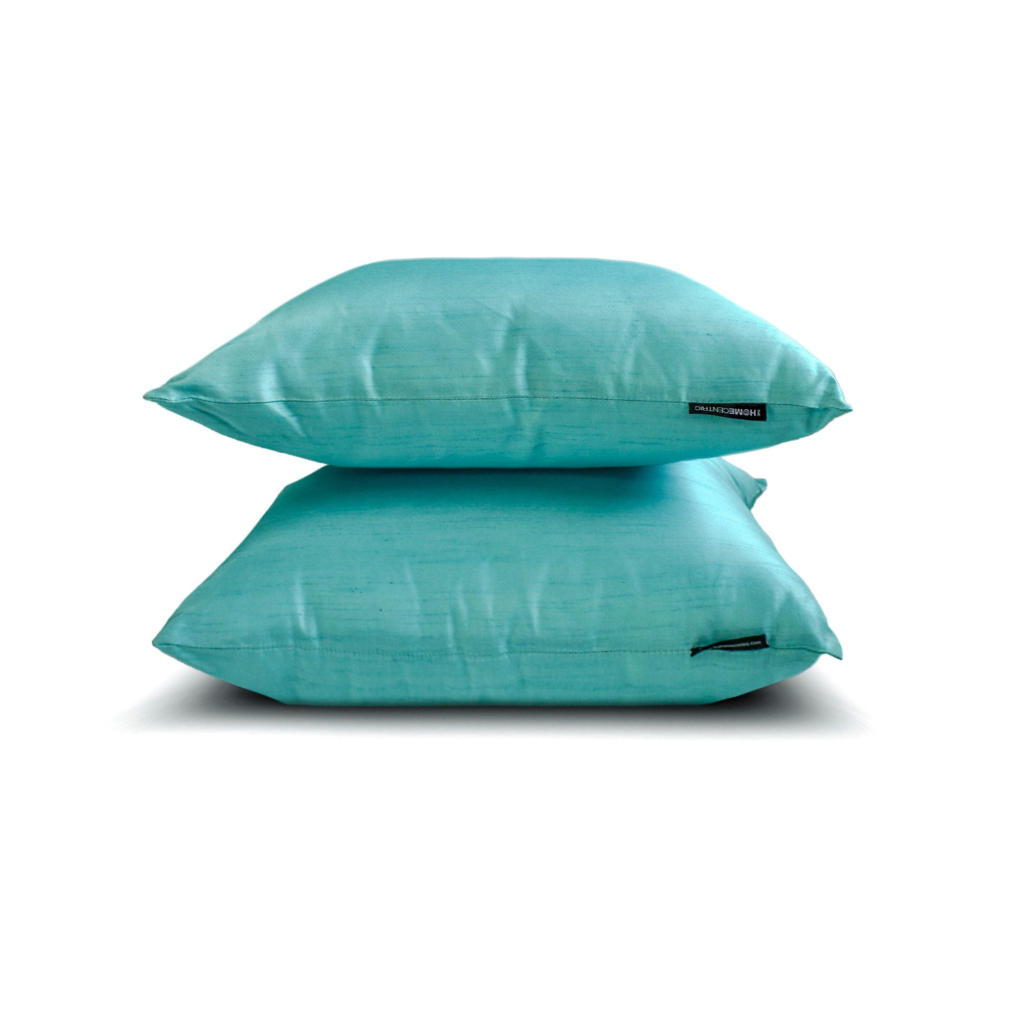 Aqua Luxury Lumbar Pillow Cover 12"x14" | Pack of 2 Modern Art Silk Oblong Pillow Cover | Solid & Two Tone Silk Pillowcases for Bed, Couch & Sofa, Modern Home Décor - Aqua Luxury