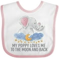 thumbnail image 3 of Inktastic My Poppy Loves Me to the Moon and Back Elephants in Clouds Boys or Girls Baby Bib, 3 of 4