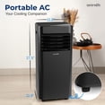 thumbnail image 2 of SereneLife 8000 BTU Portable Air Conditioner - 3-in-1 Portable AC Unit for Bedroom Up to 300 Sq.Ft, 24H Timer, Remote Control, Sleep Mode, Wheels, with Window Mount Kit, Black, 2 of 9