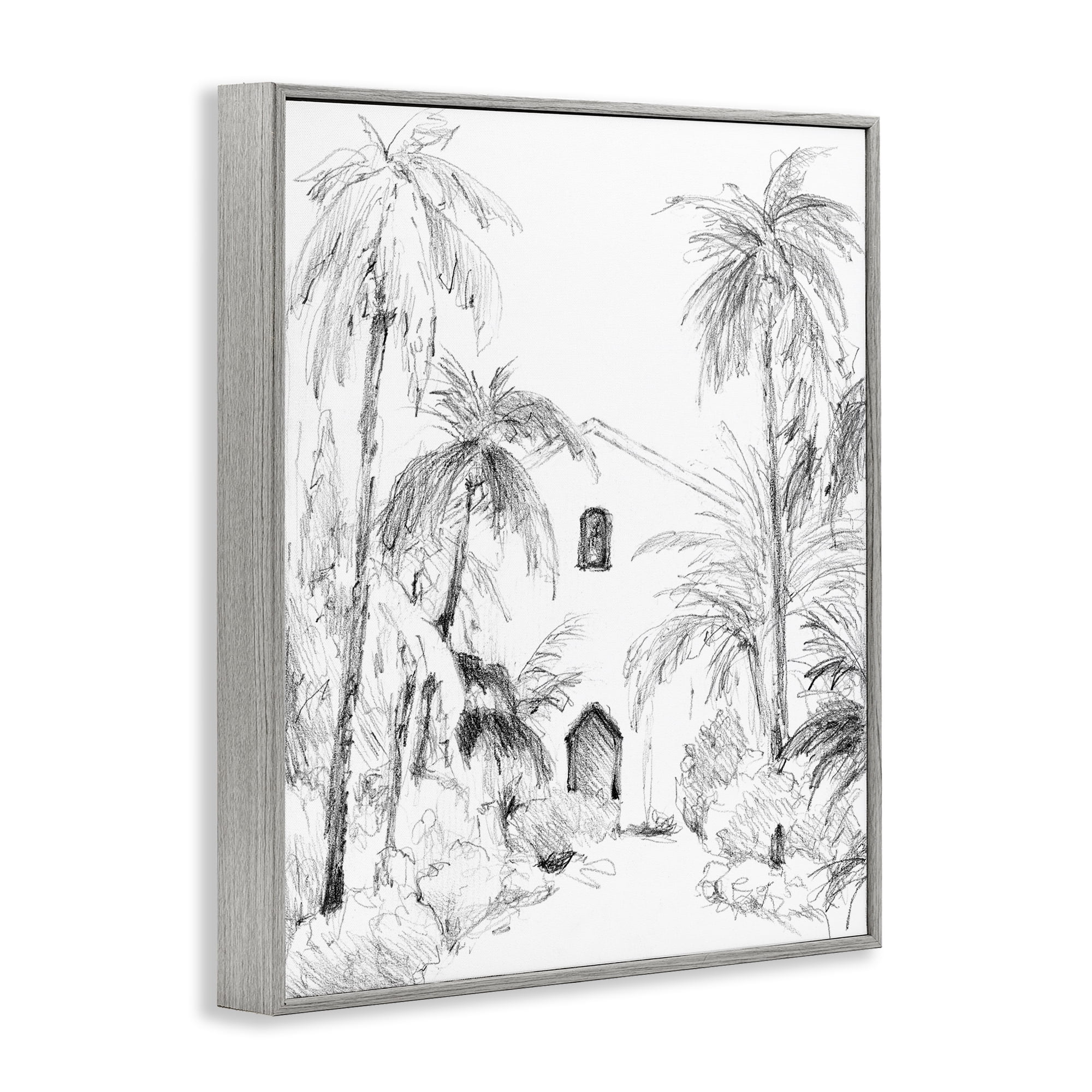 Stupell Industries Island Church Sketch Gray Framed Giclee Art, design by Lanie Loreth