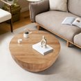 thumbnail image 2 of Triple Tree Vintage Round Wood Coffee Table with Storage, Natural Wood Grain, 2 of 9