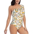 thumbnail image 3 of Zufioo Cars Print One-shoulder Ruffled One-piece Swimsuit, High Elastic Integrated Removable Chest Pad Swimsuit Suitable for Beach, Pool and Vacation-Small, 3 of 6