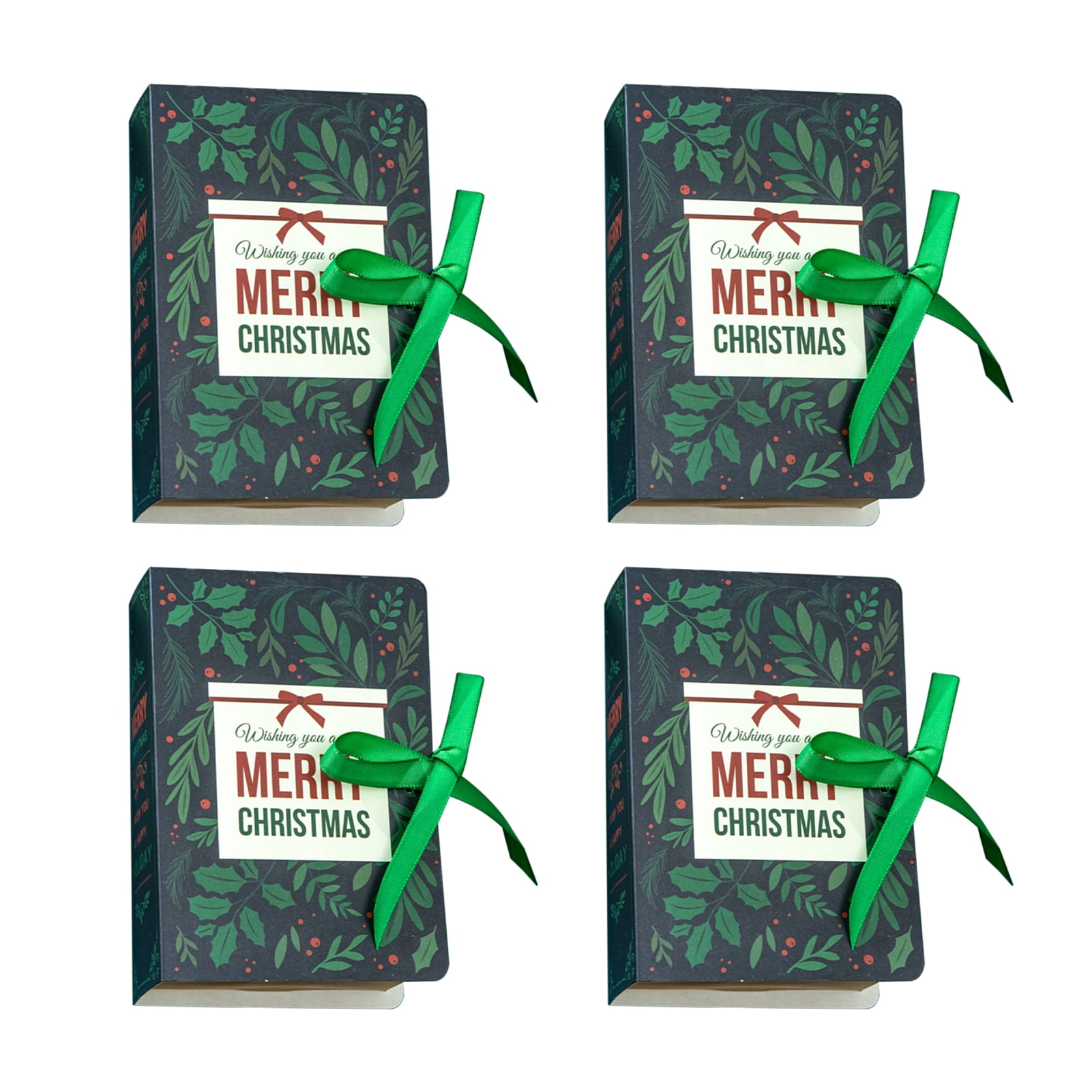 Yesbay 4Pcs/Set Exquisite Gift Bag Widely Used Paper Christmas-themed Candy Packing Boxes,A