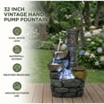 thumbnail image 5 of Large Outdoor Fountain with Vintage Pump, 32" H Weather Resistant Waterfall for Patio Yard Garden Decor, Grey, 5 of 6