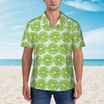 thumbnail image 4 of Fotbe Green Lemon Slices Hawaiian Shirt for Men Unisex Summer Beach Casual Short Sleeve Cotton Linen Button Down Shirts-3X-Large, 4 of 9