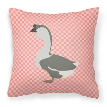 Carolines Treasures BB7899PW1414 African Goose Pink Check Fabric Decorative Pillow, 14 x 14 in.
