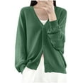 thumbnail image 1 of Womens Button Down Knit Cardigans Long Sleeve V Neck Casual Cardigan Sweaters Light Weight Loose Lounge Wear Fall Green, XL, 1 of 5