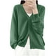 thumbnail image 3 of Blusa,Blusa de punto con botones de color liso para mujer, camisa acrílica de manga larga, blusa informal de moda para uso doméstico y diario, sopatenor, 3 of 9