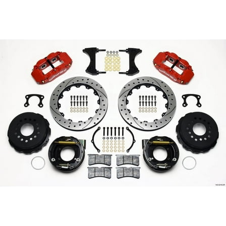 Wilwood Narrow Superlite 4R Rear P-Brk Kit 12.88in Drill Red Big Ford New Style 2.50in Offset