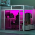 thumbnail image 2 of Full-size loft bed with LED, desk and linen storage - Saves space and offers convenient storage for daily supplies, 2 of 2