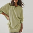 thumbnail image 7 of Womens Waffle Solid Color Tops Long Sleeve Crew Neck P, 7 of 7