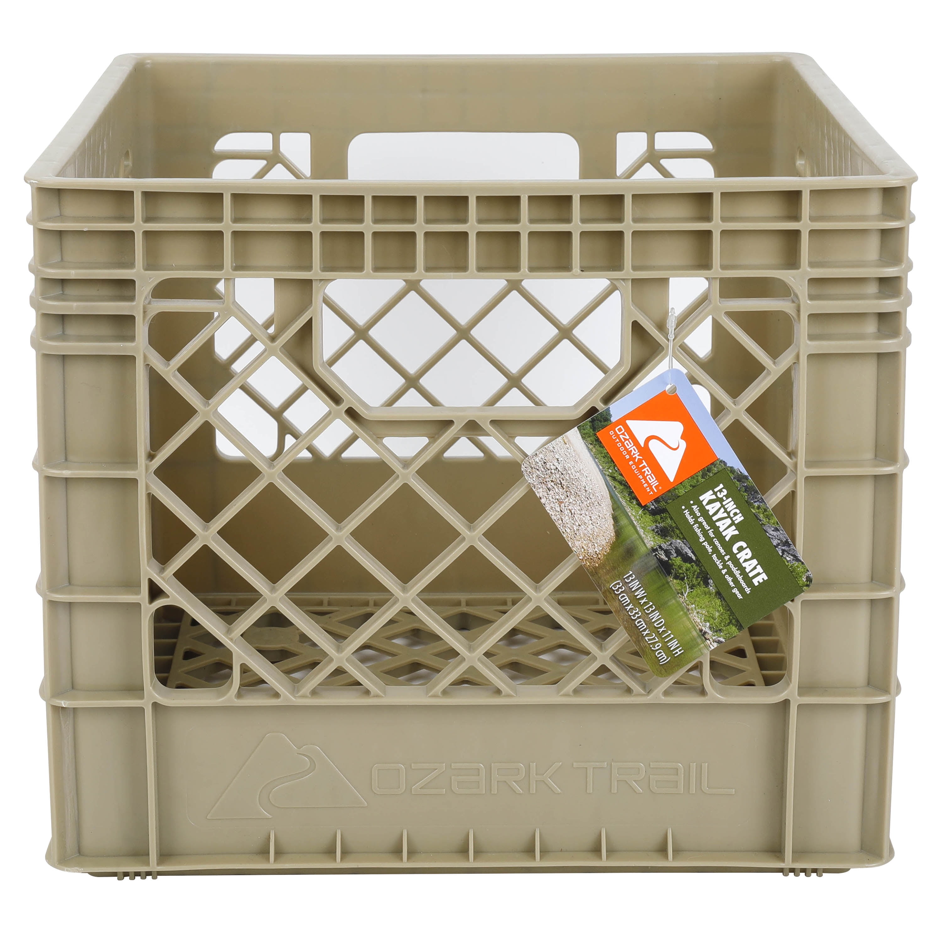 Ozark Trail Kayak Gear Storage Crate, Durable Plastic, 13 in x 13 in x 11 in, Tan