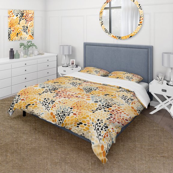 DESIGN ART Designart "Watercolor Pattern Dot" Orange Modern - Bedding Cover Set With Shams King