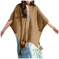 thumbnail image 4 of Fgnfyis Elegant Winter Shawl Wraps For Women Knitted Cardigan Poncho Cape Open Front Soft Tassel Sweater Khaki One Size, 4 of 7