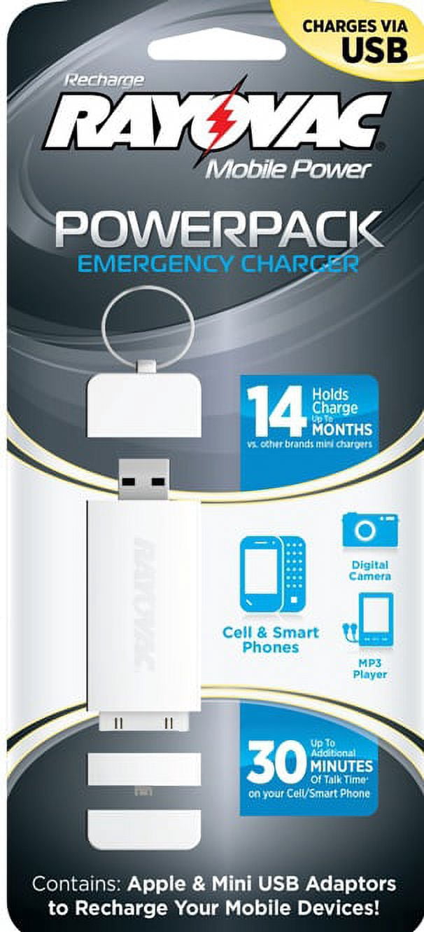 Rayovac Portable Power On-The-Go Charger - External battery pack - Li-Ion - 400 mAh - for Apple iPad/iPhone/iPod