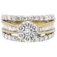 thumbnail image 2 of 10K Yellow Gold Flower Cluster Round/Baguette Diamond Engagement Ring 3.0ct., 2 of 5