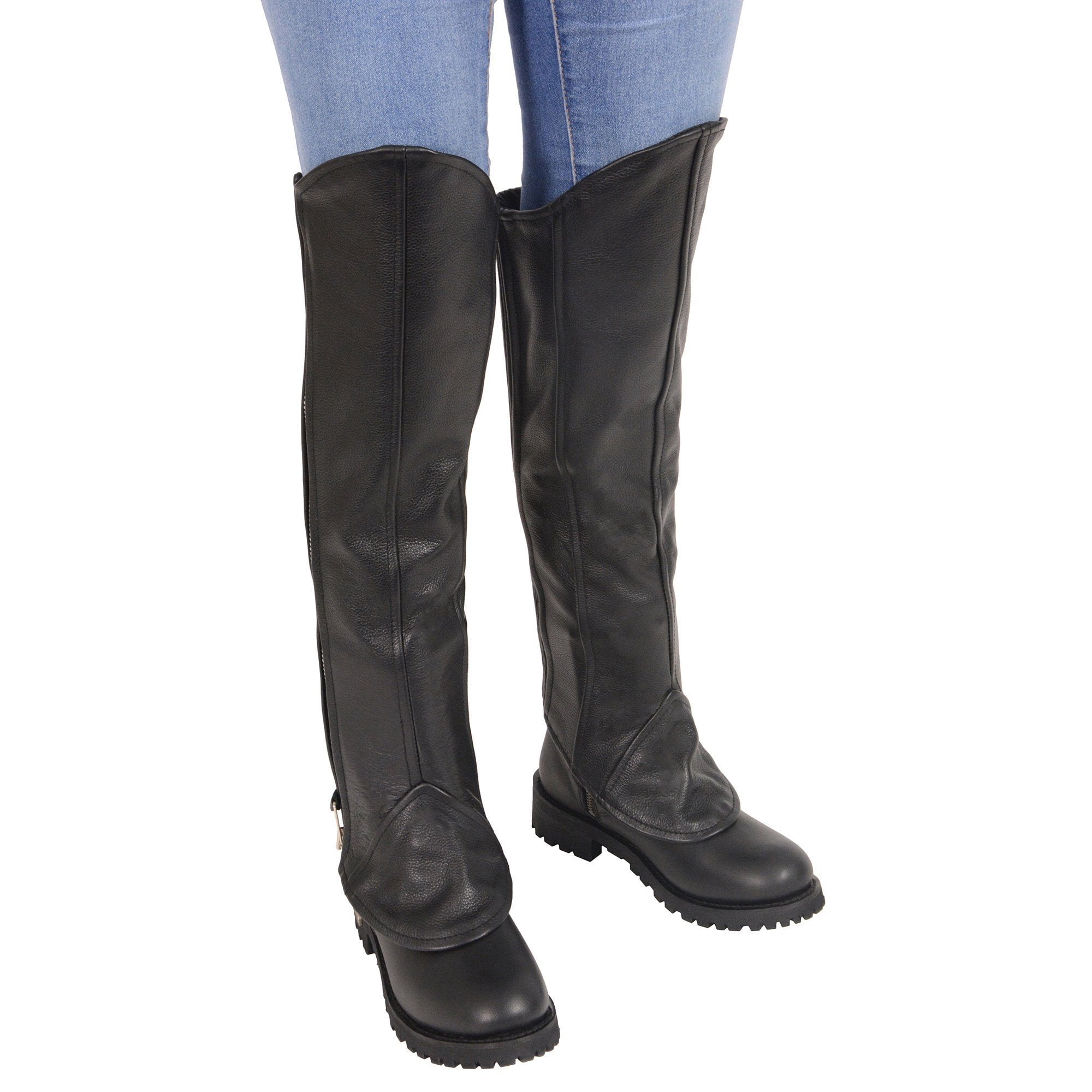 4X-Large Milwaukee Leather MLL6501 Ladies Crinkled Black and Pink Leather Lightweight Low Rise Chaps