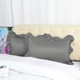 thumbnail image 2 of Set Of 4 Satin Pillow Shams Oxford Pillowcase W Ruffled Decor Deep Grey Standard, 2 of 7