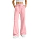 thumbnail image 1 of Amzcrzy Pantalones de Sudadera para Mujer de Pierna Ancha Suaves - Pantalones Casuales de Cintura Alta con Cordón Elástico, Color Sólido Clásico, con Bolsillos y Corte Acampanado, Tallas S-2XL Rosa, 1 of 9