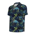 thumbnail image 2 of Vsdgher Cartoon Dinosaur Print Men's Short Sleeve Stretch Polo Shirt, Moisture-Wicking Performance Polo Shirt, 2 of 8